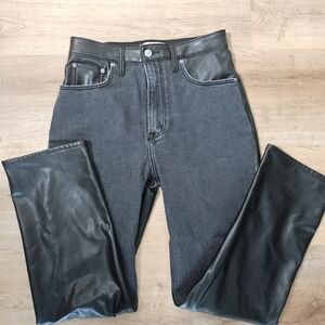 Abercrombie Fitch Ultra High Rise Ankle Straight leather pants